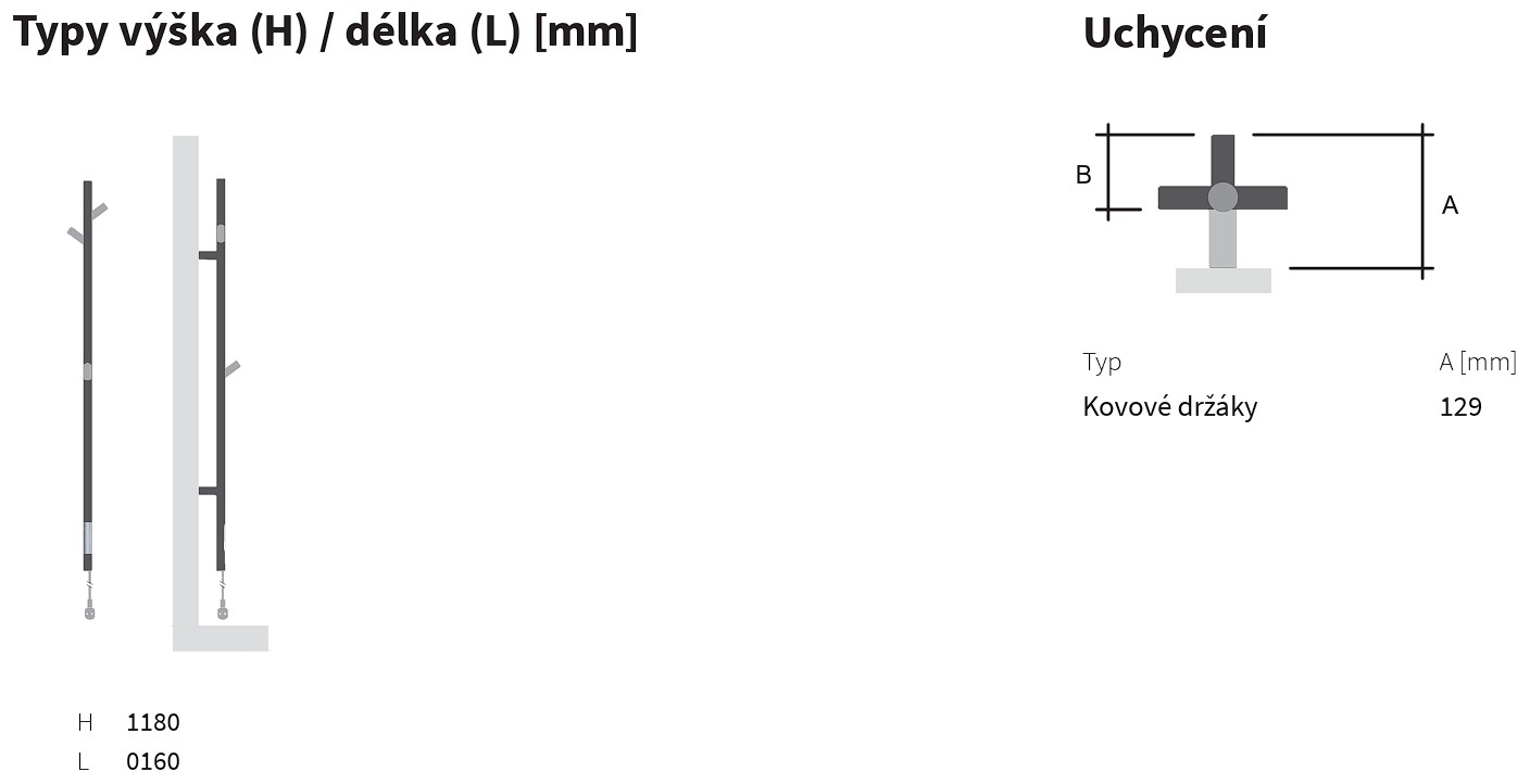 Elektrický sušák na ručníky Axis ISAN Melody technický výkres
